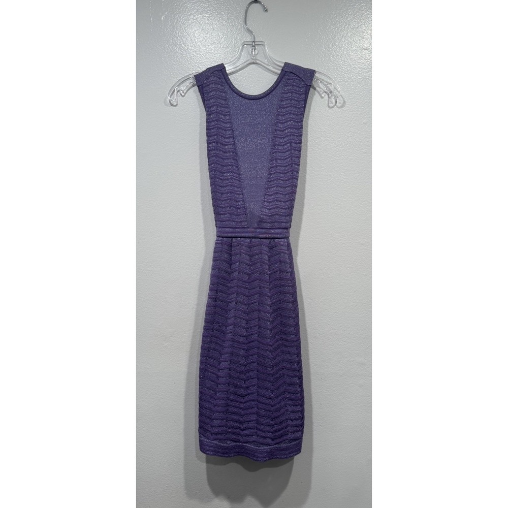 M MIssoni Metallic Purple Silver Mini Dress Strappy Back Size 36 Glam Evening - Picture 1 of 12